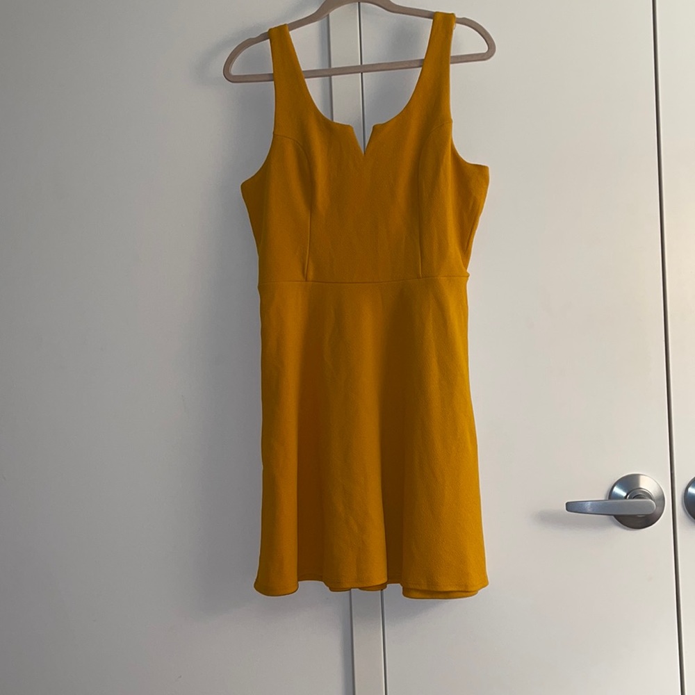 Planet Gold Fit & Flare Yellow Dress